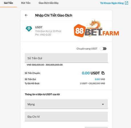 Hướng dẫn cách gửi tiền 188bet qua USDT siêu nhanh